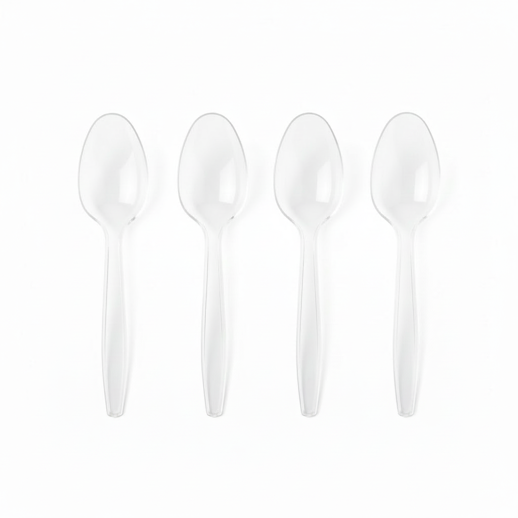 Heavy Duty Clear Reusable Plastic Spoons 140mm - Punjabi Pop