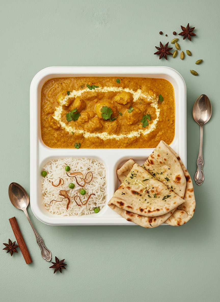 3-Compartment Square Bagasse Plate – Eco-Friendly & Compostable