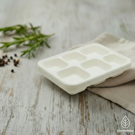 5-Compartment Bagasse Meal Tray – Eco-Friendly &amp; Compostable