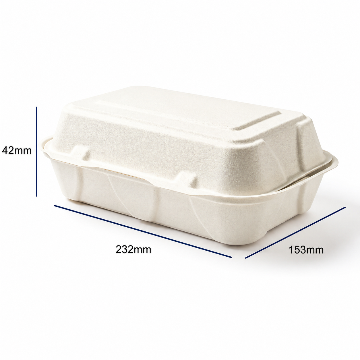 9 x 6 Bagasse Clamshell Container – Eco-Friendly & Compostable