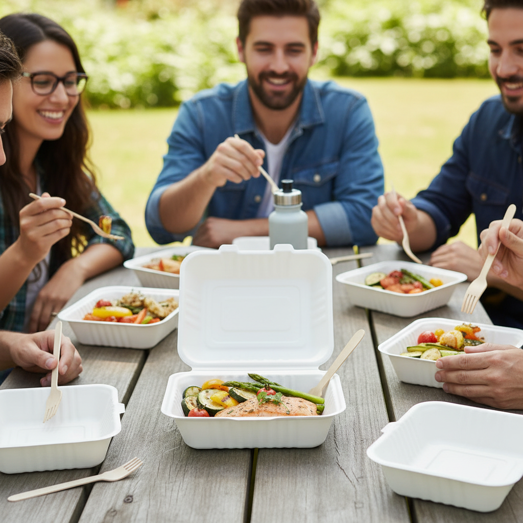 9 x 6 Bagasse Clamshell Container – Eco-Friendly & Compostable
