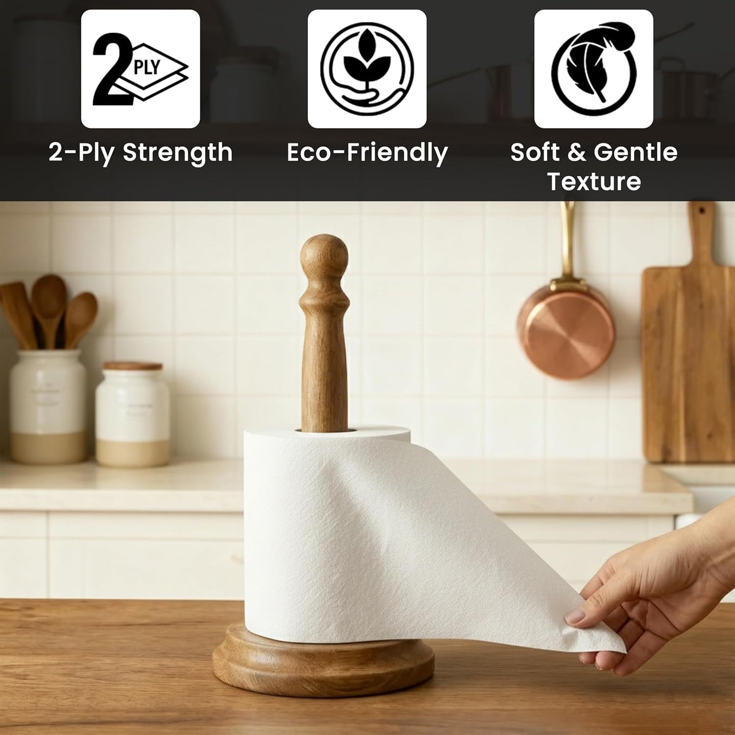 Blue & White 2-Ply Paper Rolls – 100m Embossed Disposable Wiping Rolls | Strong, Absorbent Industrial & Kitchen Cleaning Rolls | Available in Packs of 6