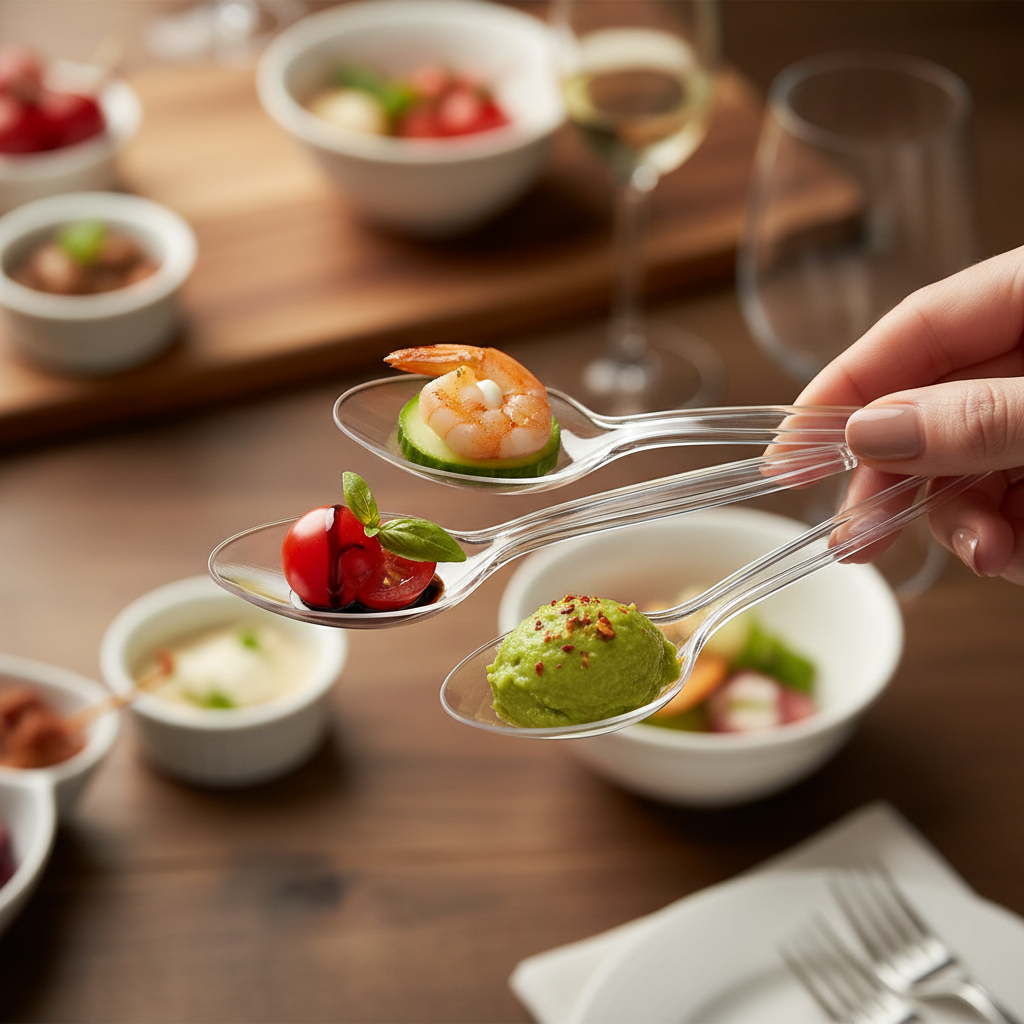 Signature Black/Clear Plastic Dessert Spoon 140mm