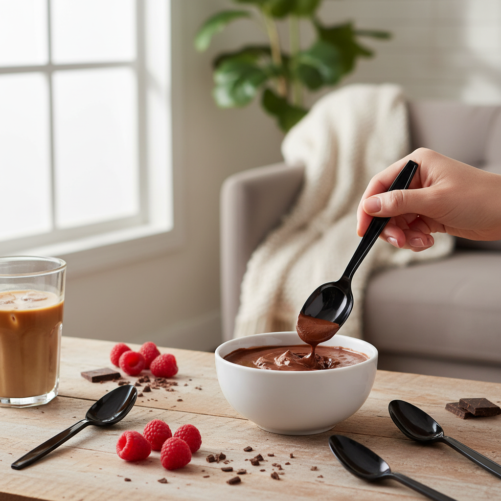 Signature Black/Clear Plastic Dessert Spoon 140mm