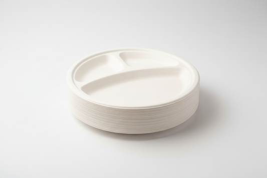 10" Round 3 - Compartment Bagasse Plate – Eco-Friendly & Compostable