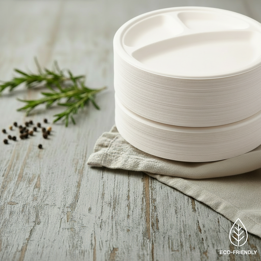 10" Round 3 - Compartment Bagasse Plate – Eco-Friendly & Compostable