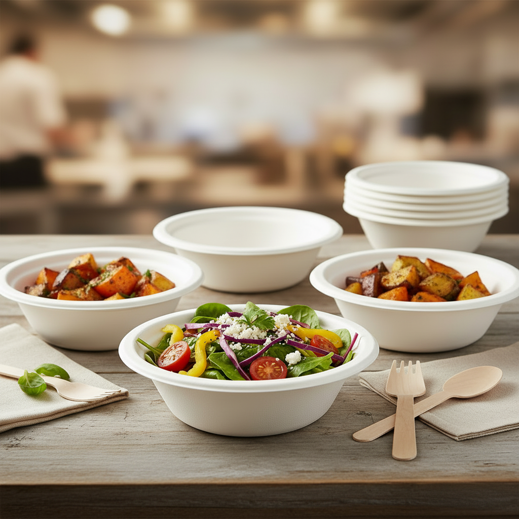 350ml (12 oz) Large Bagasse Bowl – Eco-Friendly & Compostable