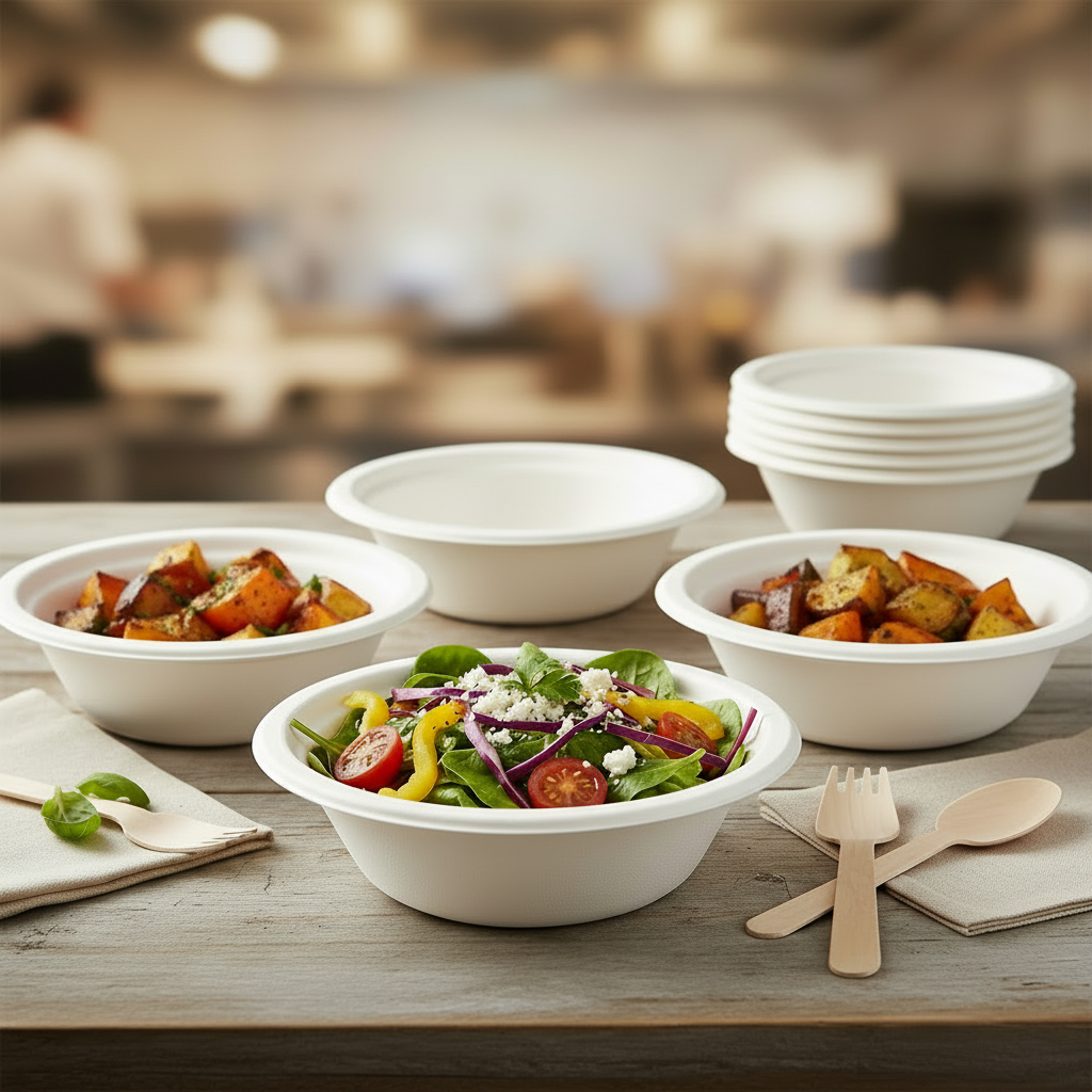 350ml (12 oz) Large Bagasse Bowl – Eco-Friendly & Compostable
