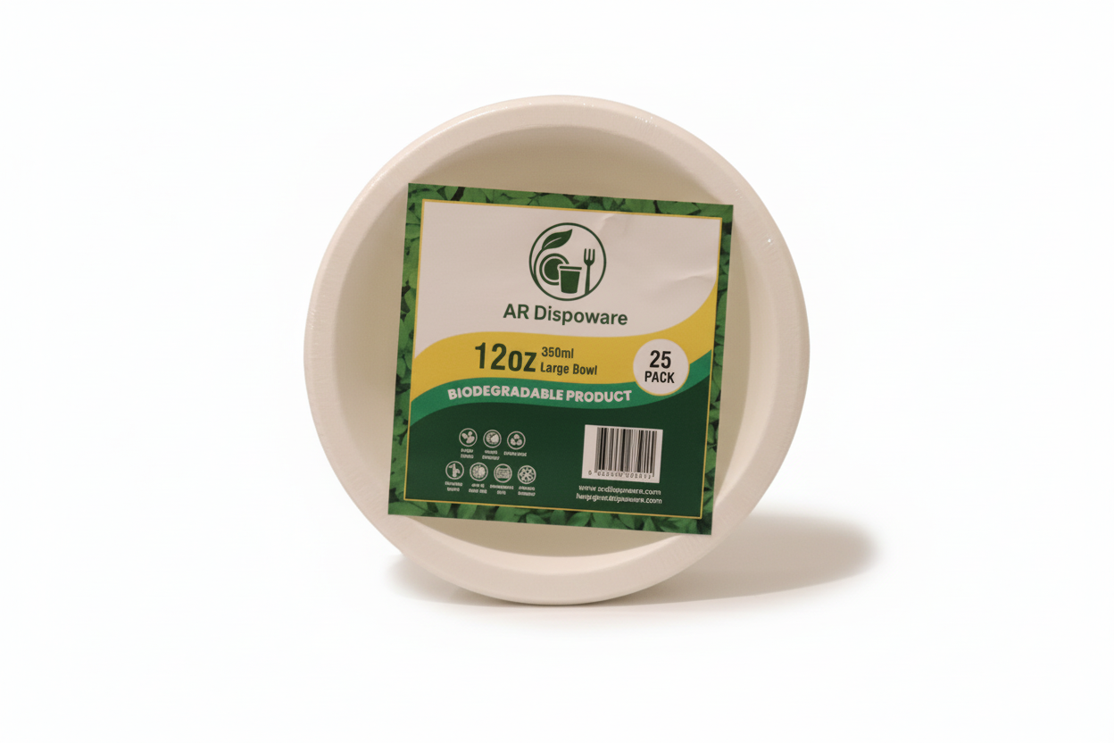 350ml (12 oz) Large Bagasse Bowl – Eco-Friendly & Compostable