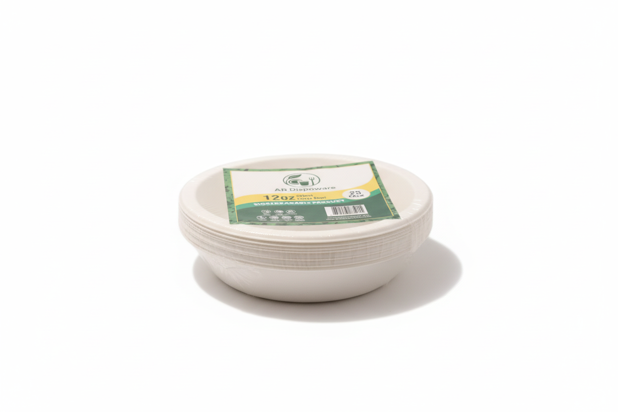 350ml (12 oz) Large Bagasse Bowl – Eco-Friendly & Compostable