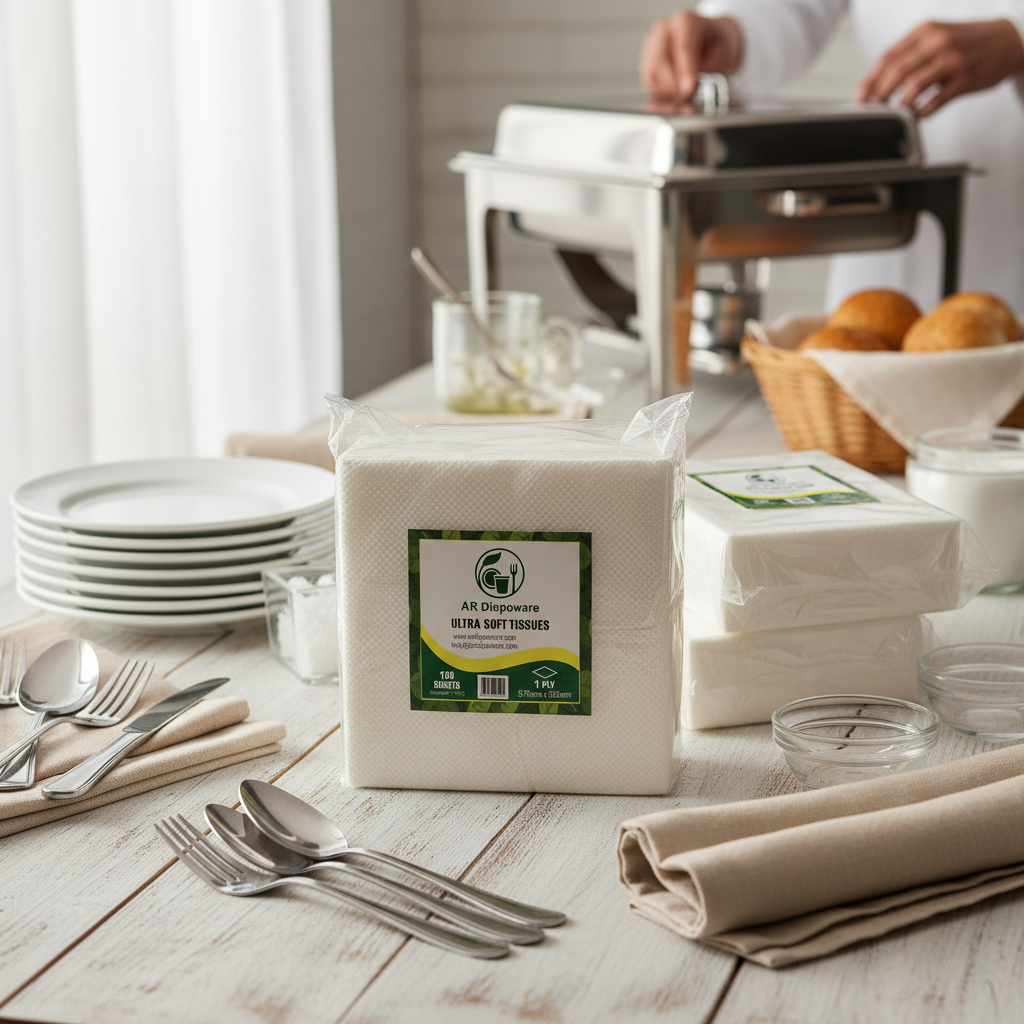 Paper Napkins 27×30 cm – 1-Ply White Disposable Napkins (Pack of 100 Tissues)