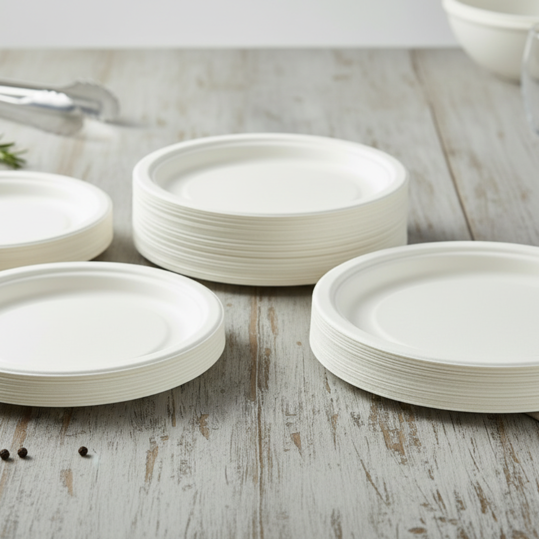 10" Bagasse Round Plate – Eco-Friendly & Compostable