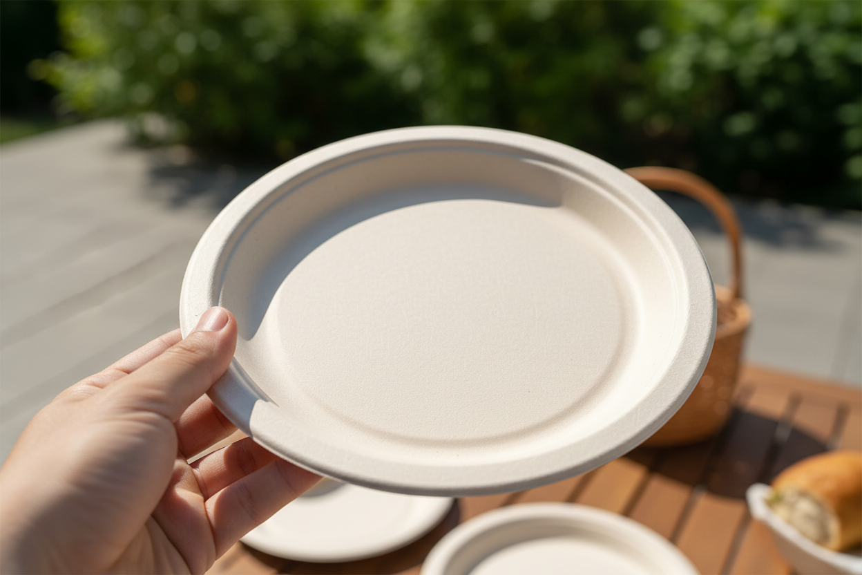 7" Bagasse Round Plate – Eco-Friendly & Compostable